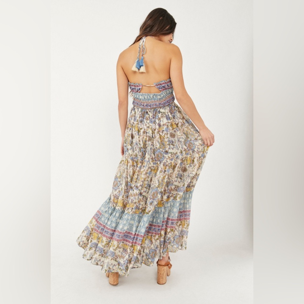 💰SOLD💰Free People Floral BohO Real Love Maxi Dress Multi blue Sz L 🤩HOST PICK - Picture 3 of 4